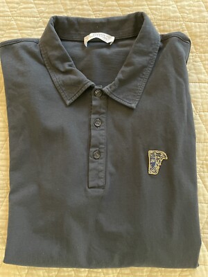 VERSACE COLLECTION Half Medusa Logo 3-Button Placket Polo Shirt in Navy Size XL