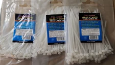 Cable Ties Cal-Hawk Bundle of 300 4" Long White 18 lb Cable Tie Nylon Zip Tie