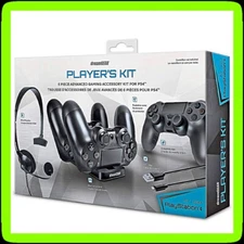 🆕 PS4 dreamGEAR 6-Piece Player's Kit Headset, Charger, Cover, Caps, Cable ✅ NEW