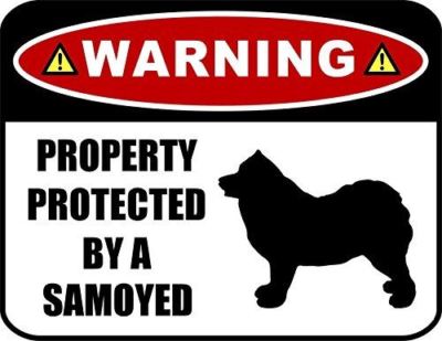 Warning Property Protected by a Samoyed (SILHOUETTE) Laminated Dog Sign