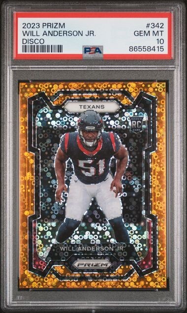 PSA 10 2023 Panini ORANGE DISCO Prizm WILL ANDERSON RC Rookie #342 Graded GEM