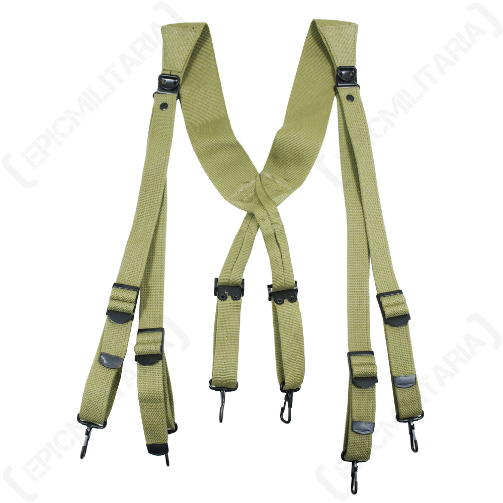 US Army M36 Khaki Webbing Suspenders - WW2 Repro American
