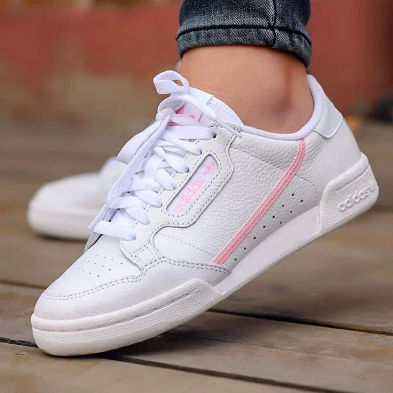 Adidas Originals Continental Leather Shoes Women&#039;s Sneakers White pink G27722 | eBay