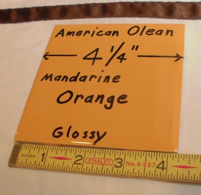 1 pc. Glossy Ceramic Tile *Orange* by American Olean 4-1/4'' Brilliant Color, New