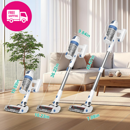 Cordless Vacuum Cleaner 38KPA Suction Lightweight Stick 55-Minute Runtime LED - Picture 8 of 12