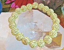 New 8" Rustic Butter Yellow Shamballa Crystal Ball 10mm Sparkle Cuff Bracelet