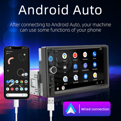 7'' Touch Screen Car Stereo Bluetooth Android Auto Radio Apple Carplay FM remote - Picture 4 of 6