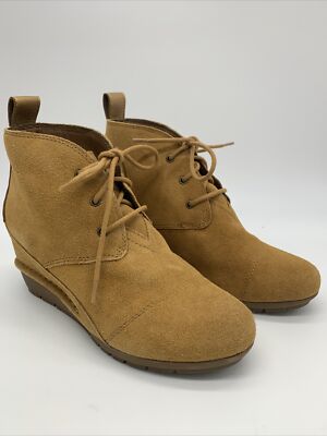 Bobs High Peaks Memory Foam 31276 Suede Ankle Boots Chestnut Tan Women's Sz 7.5