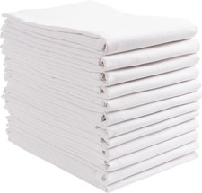 Home Set of 12 White Flat Flour Sack Embroidery/Craft Kitchen Towels,