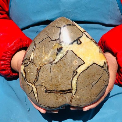 4.95LB Polished Septarian Heart Stone Natural Dragon Crystal Healing Decor 3836