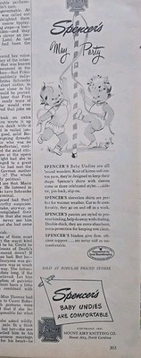 1951 Mount Airy Spencer's Boys Girls Baby Undies May Party fashion Art Ad 