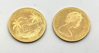 Pair of 1967 Bahamas 22kt Gold 10 Dollar Coins 8.02 Grams