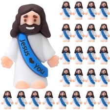 25 Jesus Figures Mini Rubber Toys for Christmas, Baptism, Sunday School Gifts