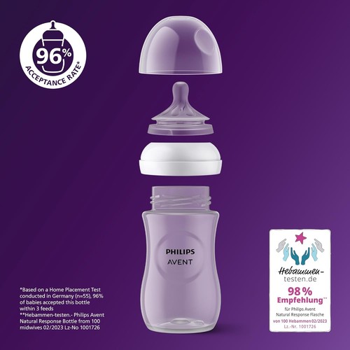 Enjoy Safe Feeding with Philips 260ml Natural Response Baby Bottle - Pack of 2 - Picture 4 of 11