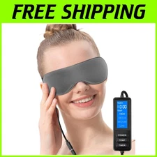 Soft Cotton Heated Eye Mask with Temperature Control for Eye Health - Dark Gray
