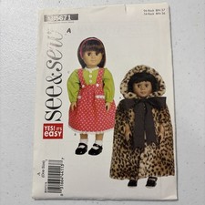 Butterick 5671 See Sew Pattern 18" Doll Clothes Cape Jumper UNCUT