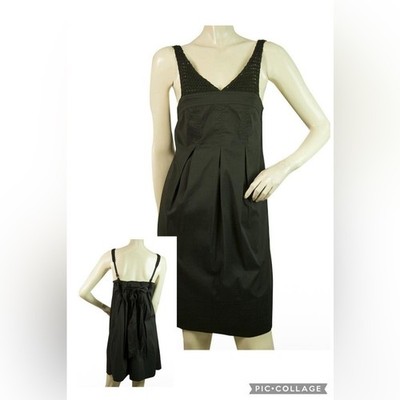 BCBG Max Azria Black Mini w/ Crochet Knit Bust & Straps LBD Dress 0 XS