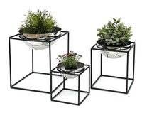 Blumenhocker Metall Mit Topf Schwarz Silber BlumenstäNder 96256 3Er Set Modern