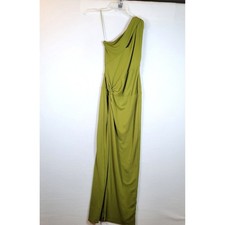 NICHOLAS Womens Kinley Green One Shoulder Ruched Knot Maxi Dress Size 0 Formal