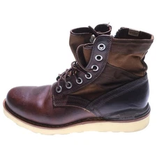 VISVIM 7HOLE 73-FOLK Hork Side Zip Lace Up Leather BOOTS Brown Used bfbca82122ae