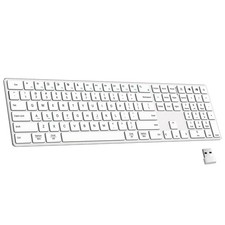 2.4G Wireless Bluetooth Keyboard Rechargeable, Stainless Steel Ultra Slim Ful...