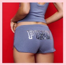 PINK VICTORIA  S SECRET Cotton Dorm Boyshort Dusty Iris Foil  LIMITED EDITION  L