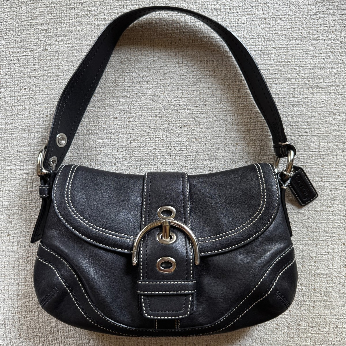 Vintage Y2K Coach Soho Buckle Black Leather Shoulder Bag