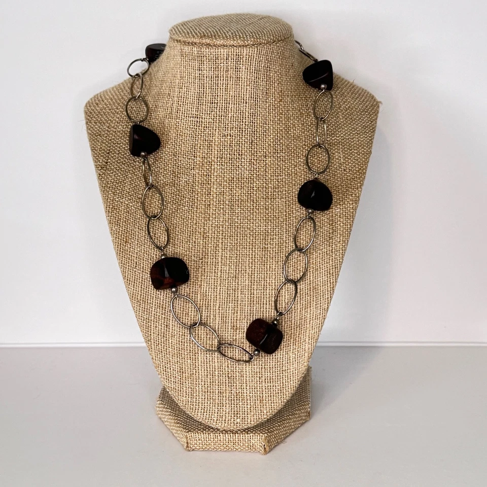 Collar con trozos de madera de ébano Silpada cadena ovalada de plata de ley Foto 4 de 4