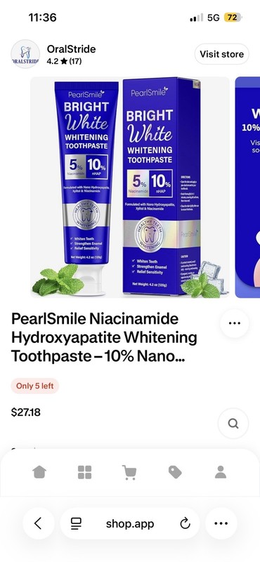 Whitening Toothpaste 10% Enamel 4.2oz
