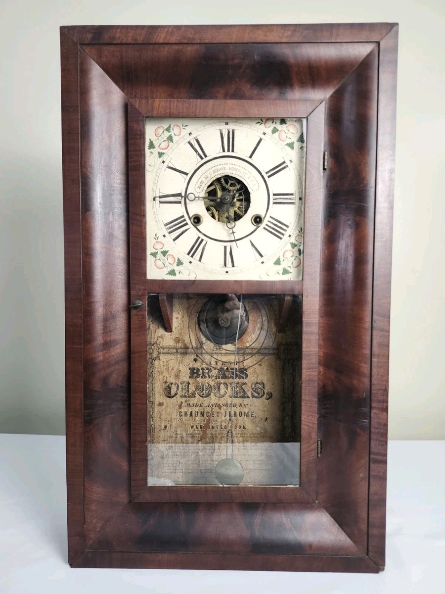 Antique 1840s Chauncey Jerome Ogee Shelf Clock 25