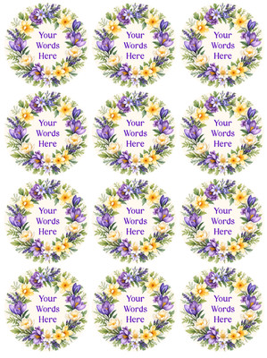 Essbarer Blumenkranz Dankeschön Torte, Cupcake Topper, personalisiert, Zuckerguss/Oblaten