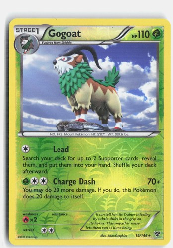 Gogoat 19/146 Rare XY Base Set Pokemon Reverse Holo Heavily Played