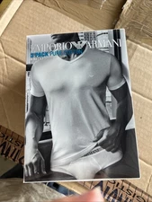 Armani Men's Emporio Armani Cotton Chest Logo V neck Tee - L