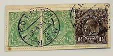 KGV  1/2d Green Pair +1.5d Black Brown TPO.1.NORTH 3 NSW  pmk