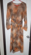 Vintage Magic Chiffon Dress w/Jacket & Belt Size 1X Tan Peach Floral Sheer XL