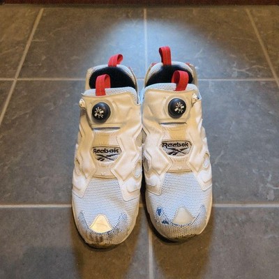 Reebok Pump Fury Men 11.0 US White/Red Breathable Mesh Boa System Shoes