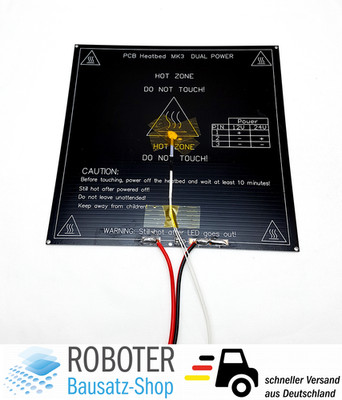 MK3 Heizbett 214x214mm 12V / 24V Heat Bed Anschlussfertig RepRap 3D Drucker