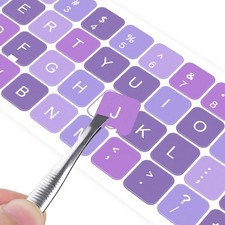 2PCS English Keyboard Stickers with Tweezer, Universal Keyboard Sticker Purple B