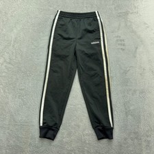 Adidas Track Pants Kids Size 5 Black White Stripe Logo Jogger Activewear Pant