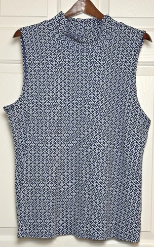 NWT Croft & Barrow Blue & White Floral Design 100% Cotton Sleeveless Top 2XL