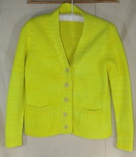 dosa yellow chunky cardigan 100% wool size S + small repair