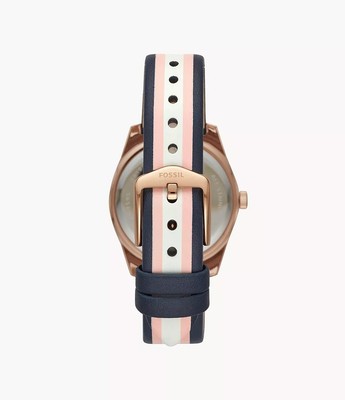 Fossil ES4595 Scarlette Mini Three-Hand Date Striped Navy Leather Watch NWT Fossil ES4595 Scarlette Mini Three-Hand Date Striped  main image 2