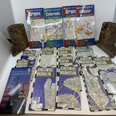 Streetwise Rand McNally Fold Out Map Lot NYC Boston DC Vegas (AI 74)