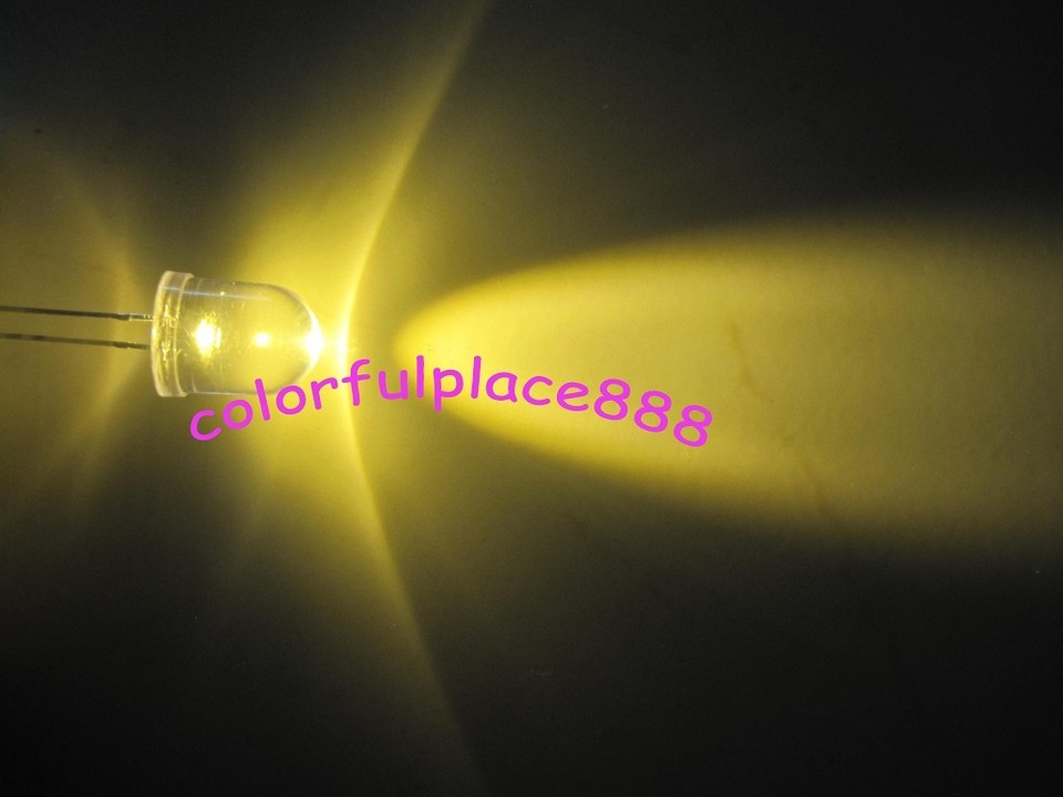 100pcs, 10mm Warm White LED Round Top Water Clear 25,000mcd Leds Light ...