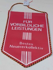 DDR:Tischwimpel:F&uuml;r vorbildliche Leistungen Bestes Neuererkollektiv 15 x 27cm(14