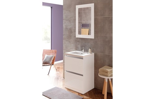 Rembrandt 615mm 1 Drawer Wall Hung Basin Unit Including Basin - White Gloss Osea - Picture 3 of 5