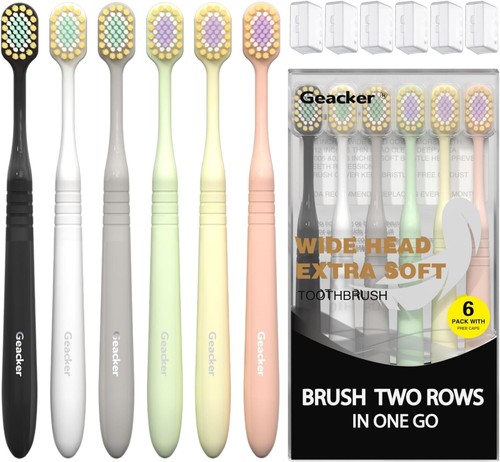 Extra Soft Toothbrush with Wide Head for Adults Sensitive Teeth and Gums,...