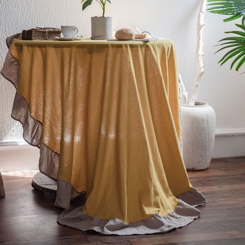Round Ruffles Tablecloth Kitchen Dining Room Dinner Table Cloth Cover Home Decor - Picture 23 of 37