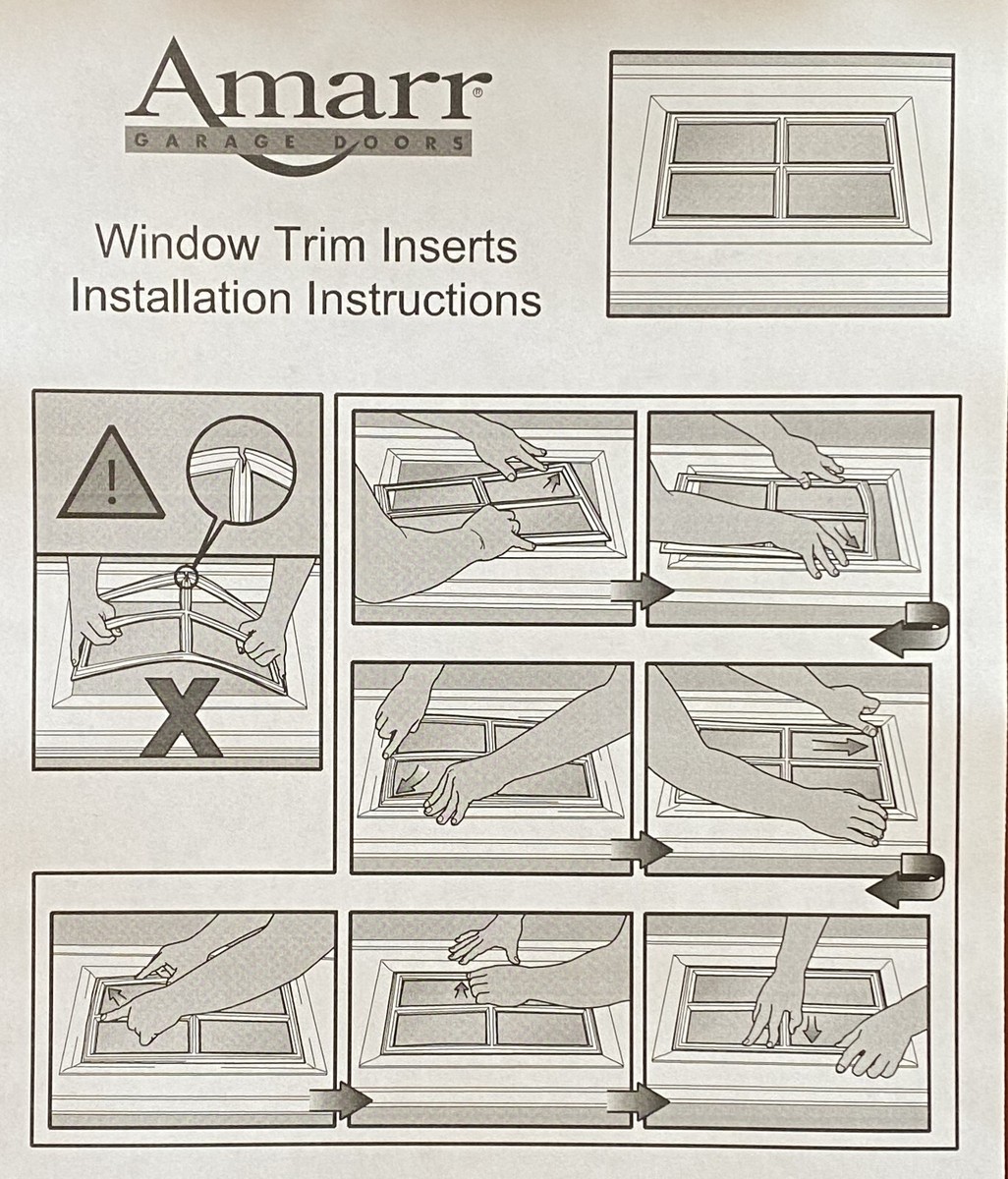 Amarr Stockton Lot de 4 inserts de rechange pour grilles de porte de garage Amarr Blanc 47 x 27,9 cm Compatible uniquement avec les portes de garage Amarrs & Pella