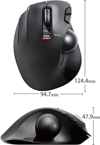 ELECOM Left Handed Mouse 2.4GHz Wireless Easy Thumb Control Trackball M-XT4DRBK - Picture 22 of 24